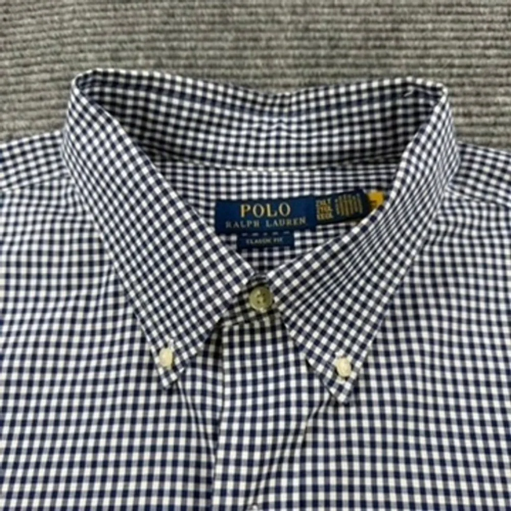 Polo Ralph Lauren Gingham Button Down Shirt Men 2XLT Tall Blue White Classic Fit